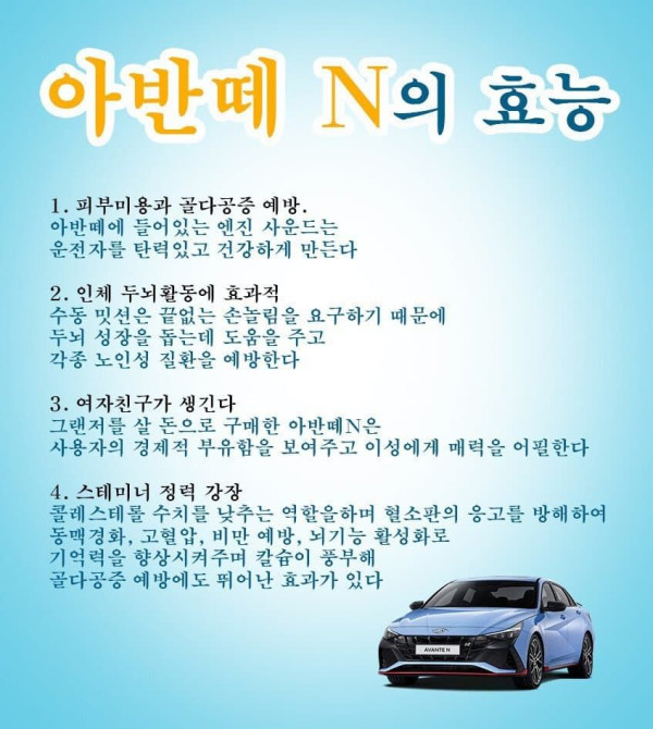 아반떼 N의 효능 4가지